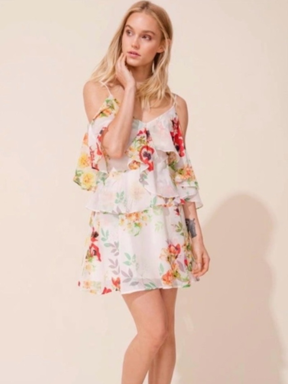 Yumi Kim ROMPER Cold shoulder Addicted to Love Floral adjustable Pockets M